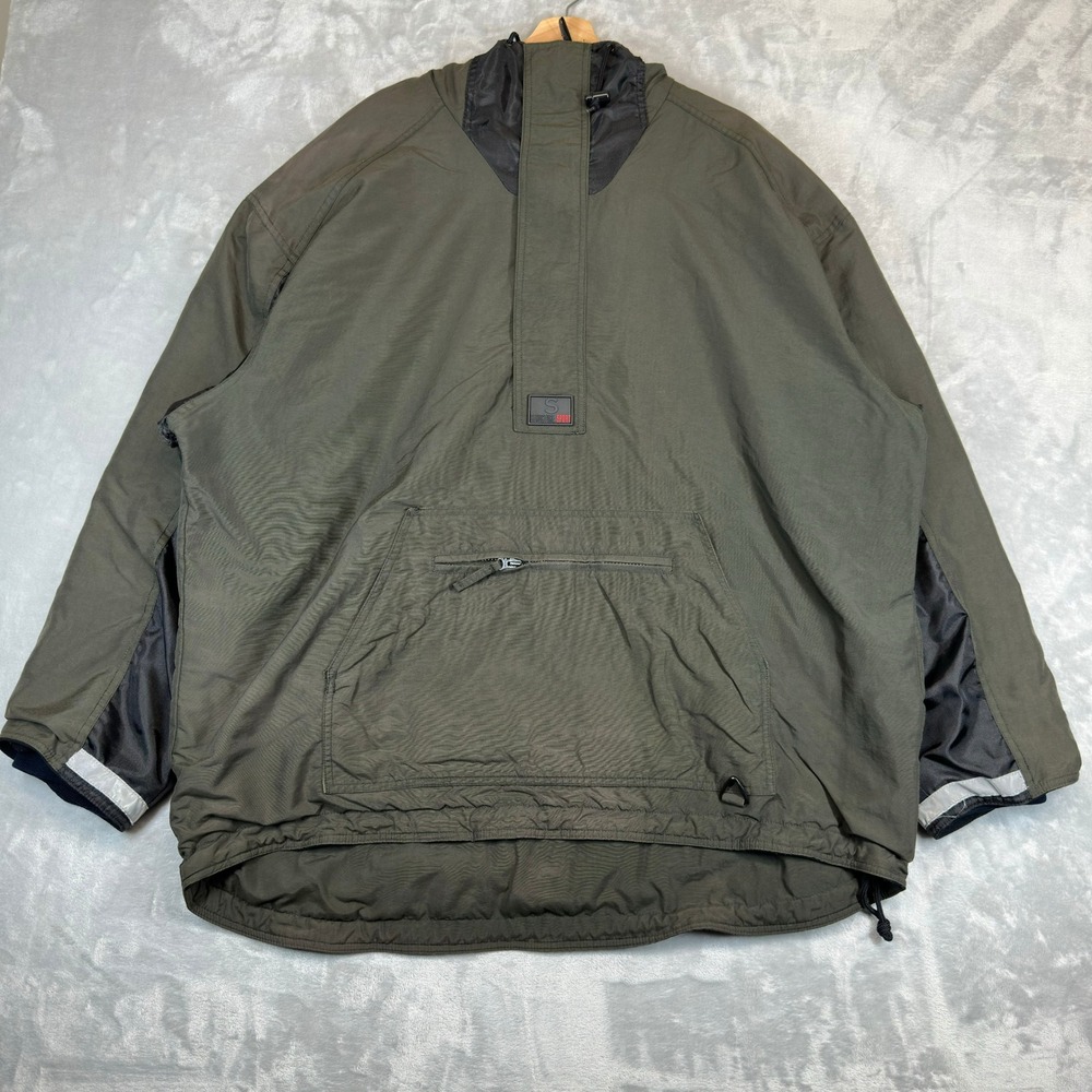 Structure Sport Anorak Jacket Mens XL Green Pullover Hooded Windbreaker Vintage